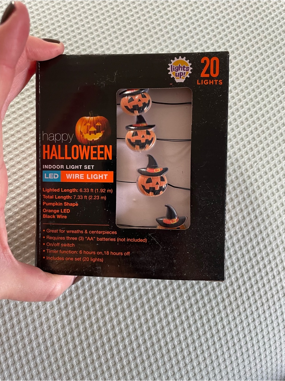 NWT Happy Halloween Jack o Lantern LED Wire Light decoration Set